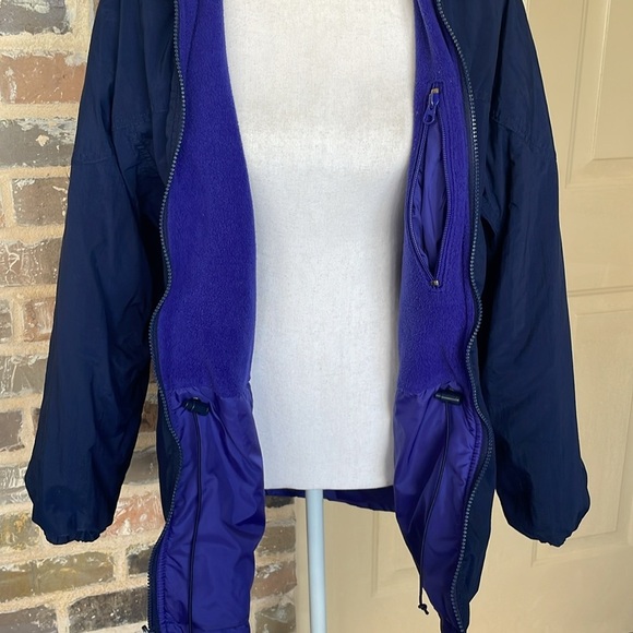Columbia 90s Ski Jacket Navy Nylon Royal Blue Fleece Cinch Waist Size Medium - Picture 4 of 11